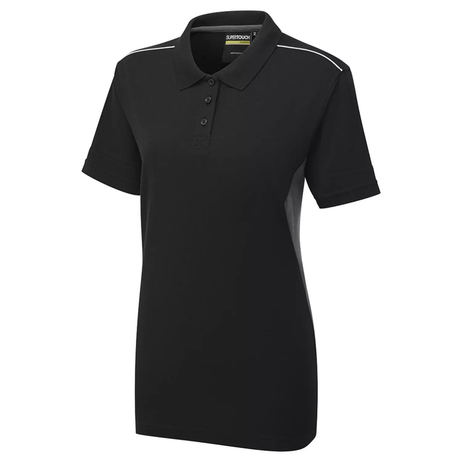 Supertouch System Eco Workwear Womens Polo Shirt - Black Grey
