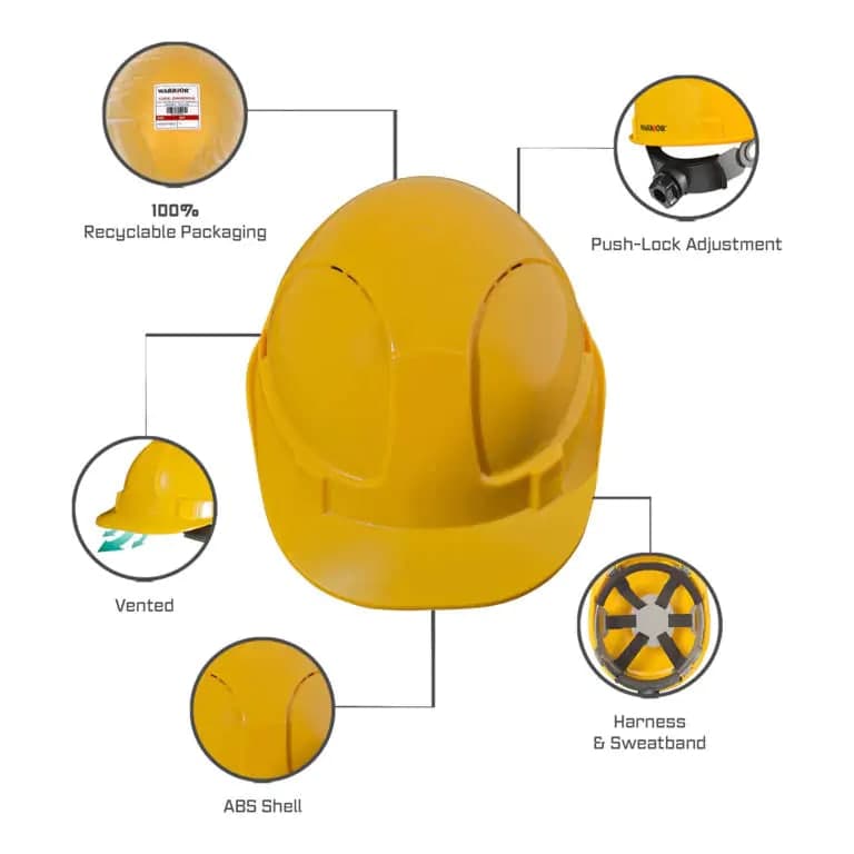 Warrior ABS Push-Lock Helmets - Vented - Yellow