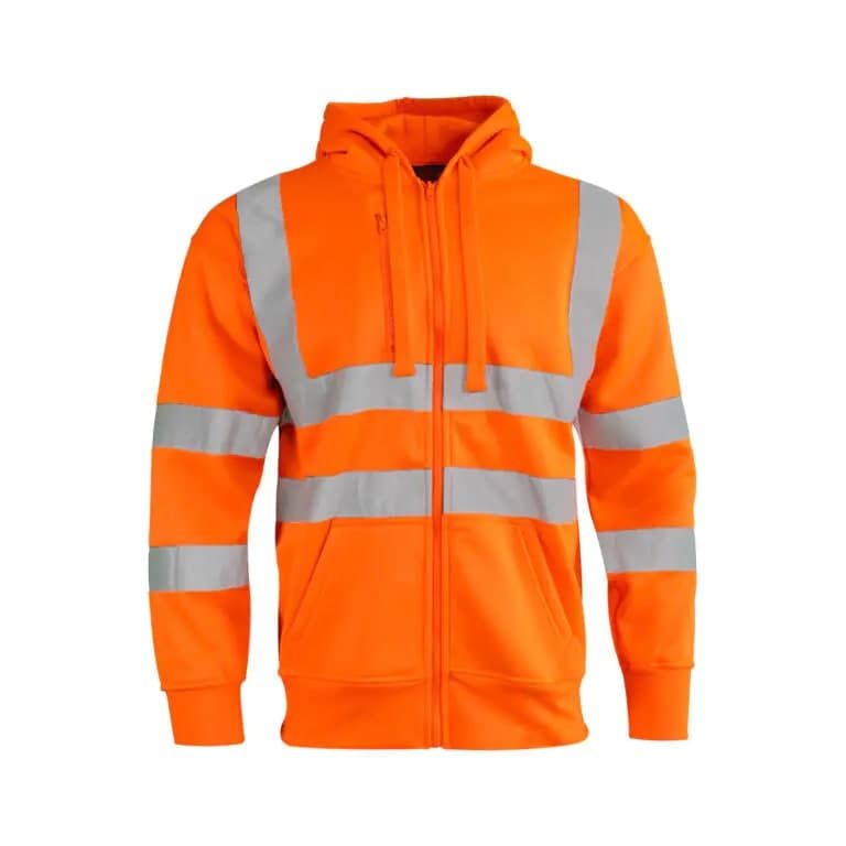 Warrior Hi Vis Hood Zip Sweat Work Hoodie