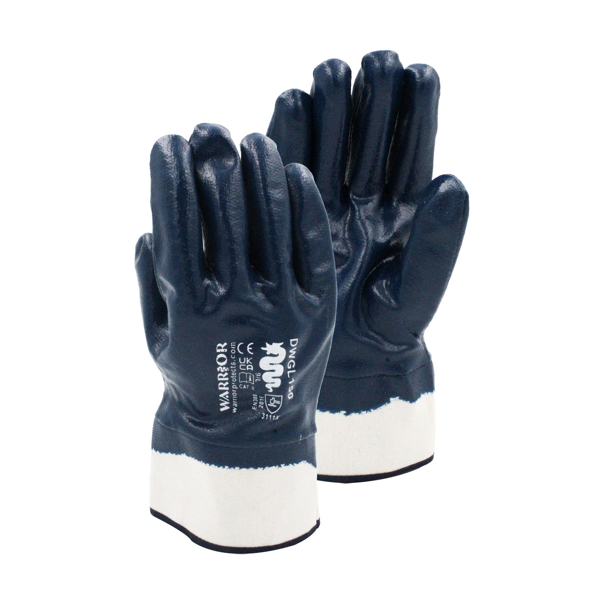 Warrior Nitrile Light Weight Fully Coated Knitwrist Work Gloves - 120 Pairs - Blue