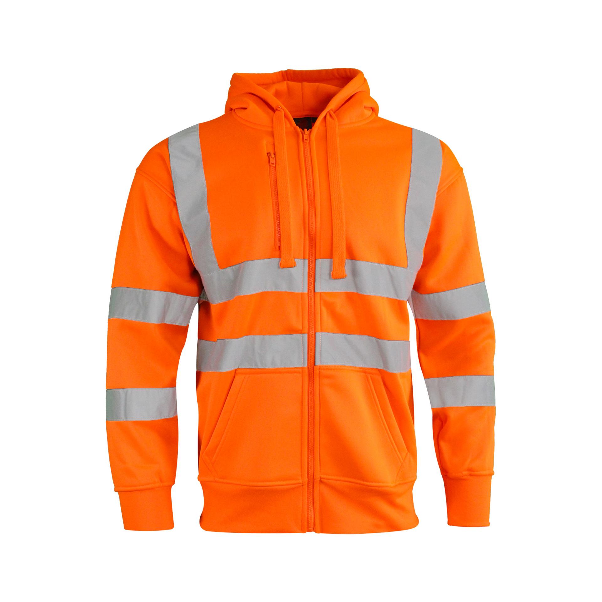 Warrior Orange/Navy Hi Vis Bomber Work Hoodie - Orange Navy
