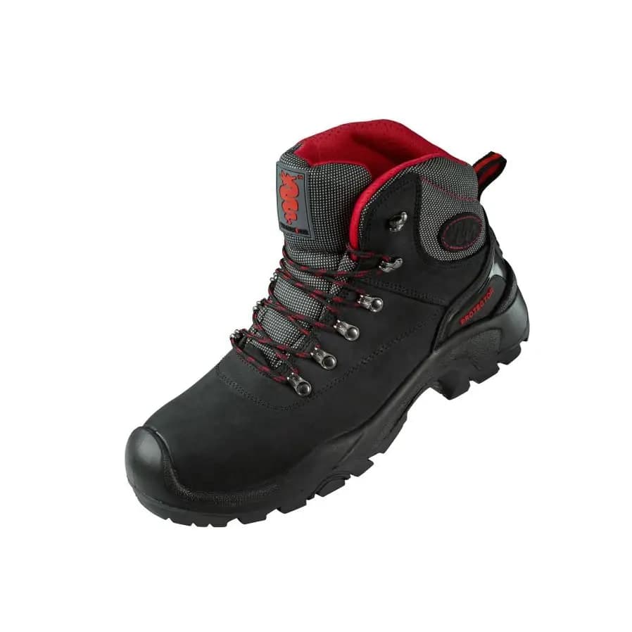 Warrior Warrior Waxy Work Boots With Scuff - Black Red in Black/Red