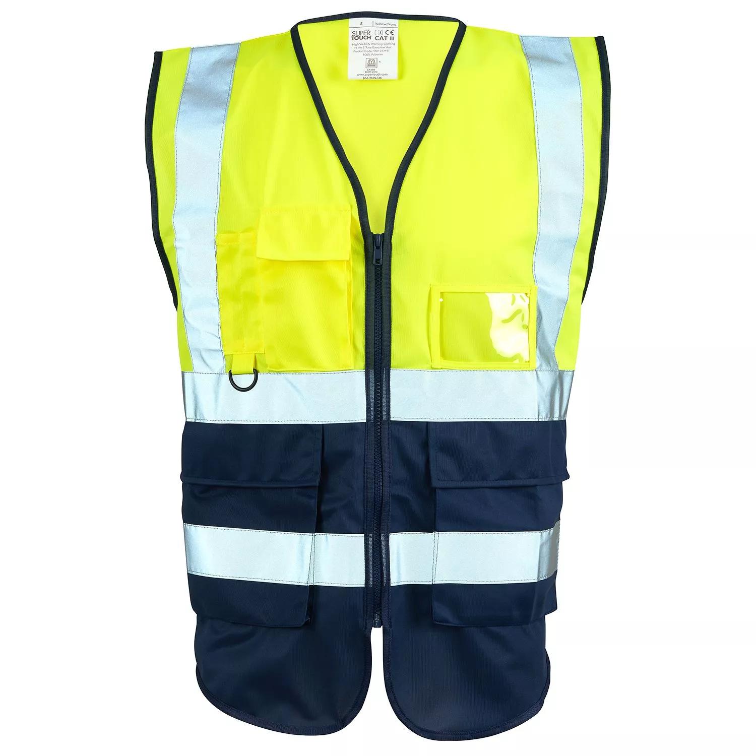 Supertouch Supertouch Hi Vis 2-Tone Executive Vest in Orange Navy