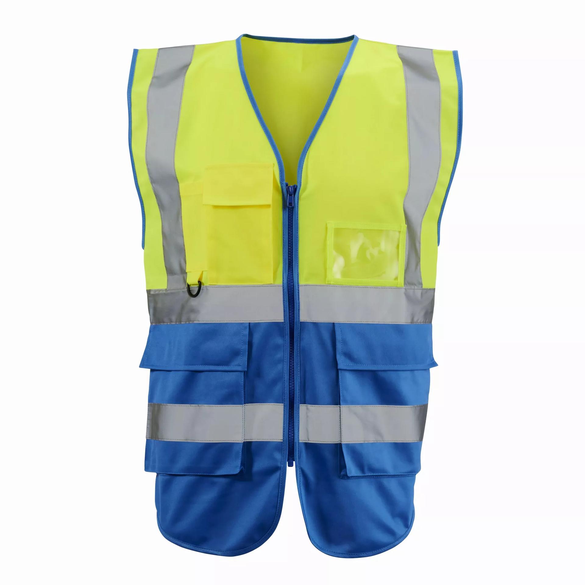 Supertouch Supertouch Hi Vis 2-Tone Executive Vest - Yellow Royal Blue in Yellow/Royal Blue
