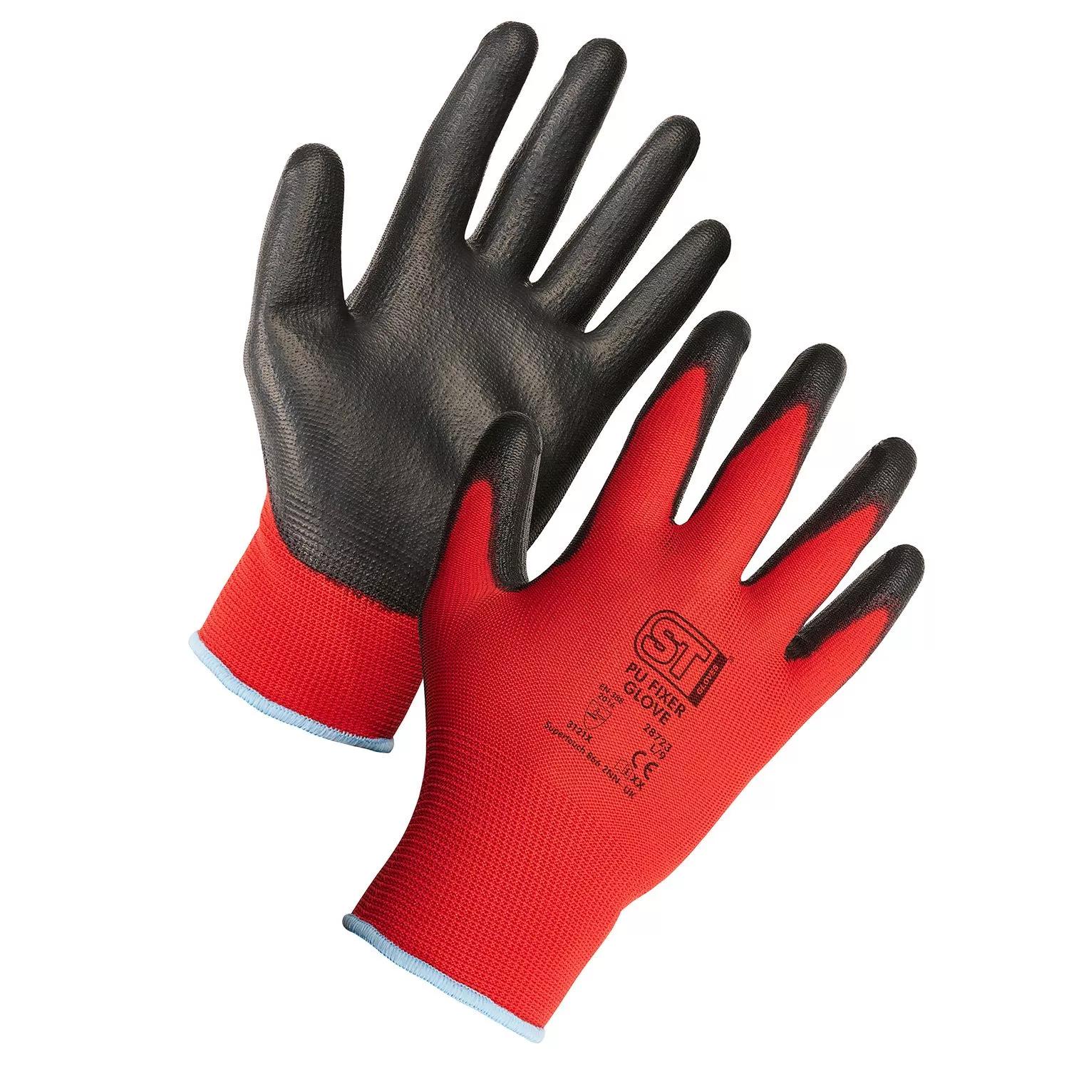 Supertouch Supertouch PU Fixer Work Gloves - Red - 12 Pairs in Red