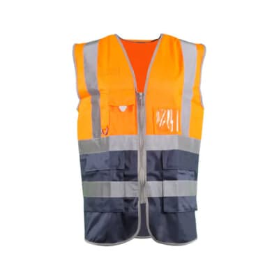 Warrior Warrior DWHV28YN Ora/Navy Hi Vis Exec W/Coat - Black in Navy/Orange