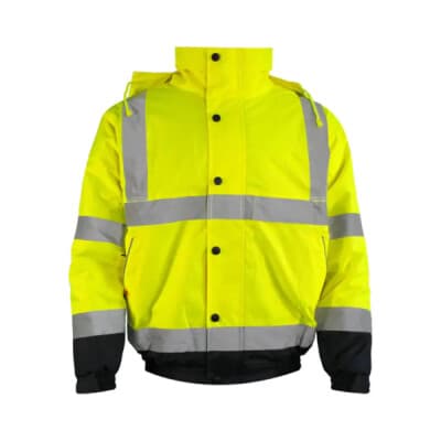 Warrior Yellow/Navy Hi Vis Bomber Work Hoodie - Yellow Navy