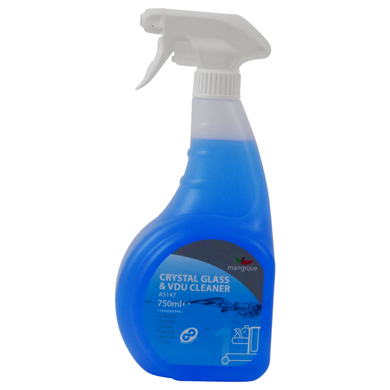 Pack of 6 Clena Crystal Glass & VDU Cleaner Trigger 750ml