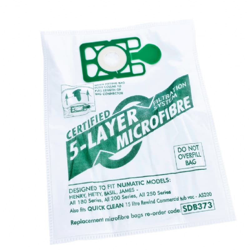 Pack of 10 Numatic Microfibre Vacuum Bags For Tub Vacs