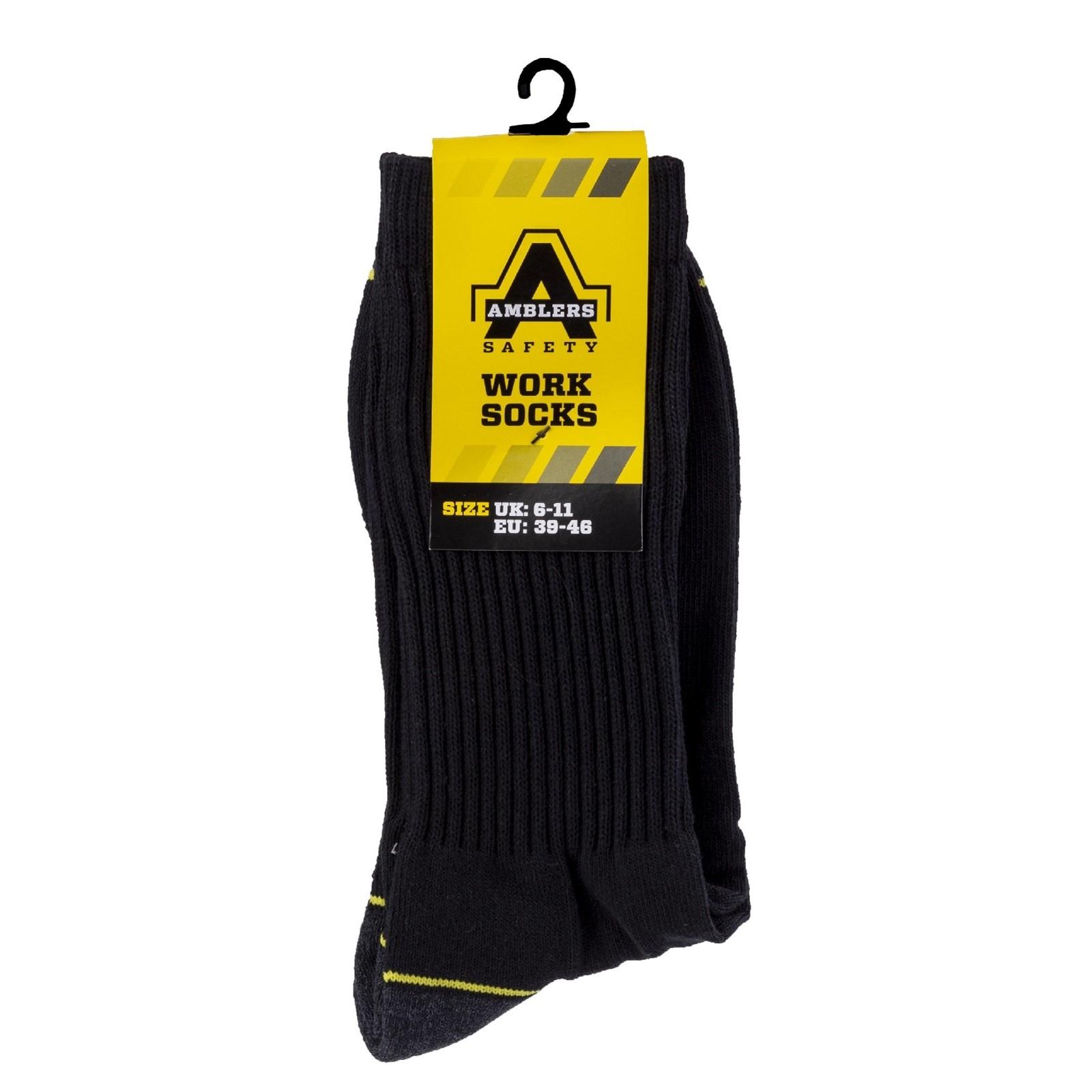 Amblers Safety Amblers Heavy Duty Work Socks 3 pack - Black 11x14