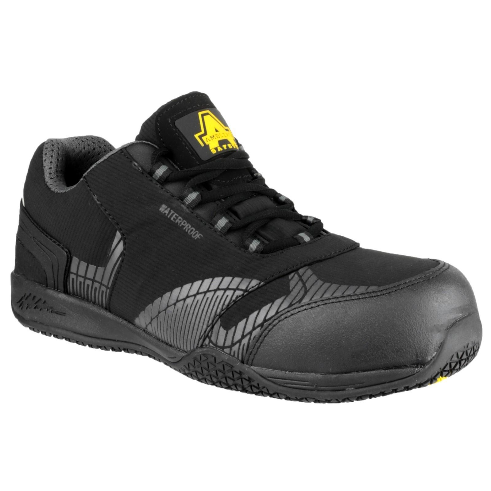 Amblers Safety FS29C Waterproof Metal Free Non Leather Safety Trainer - Black in Black