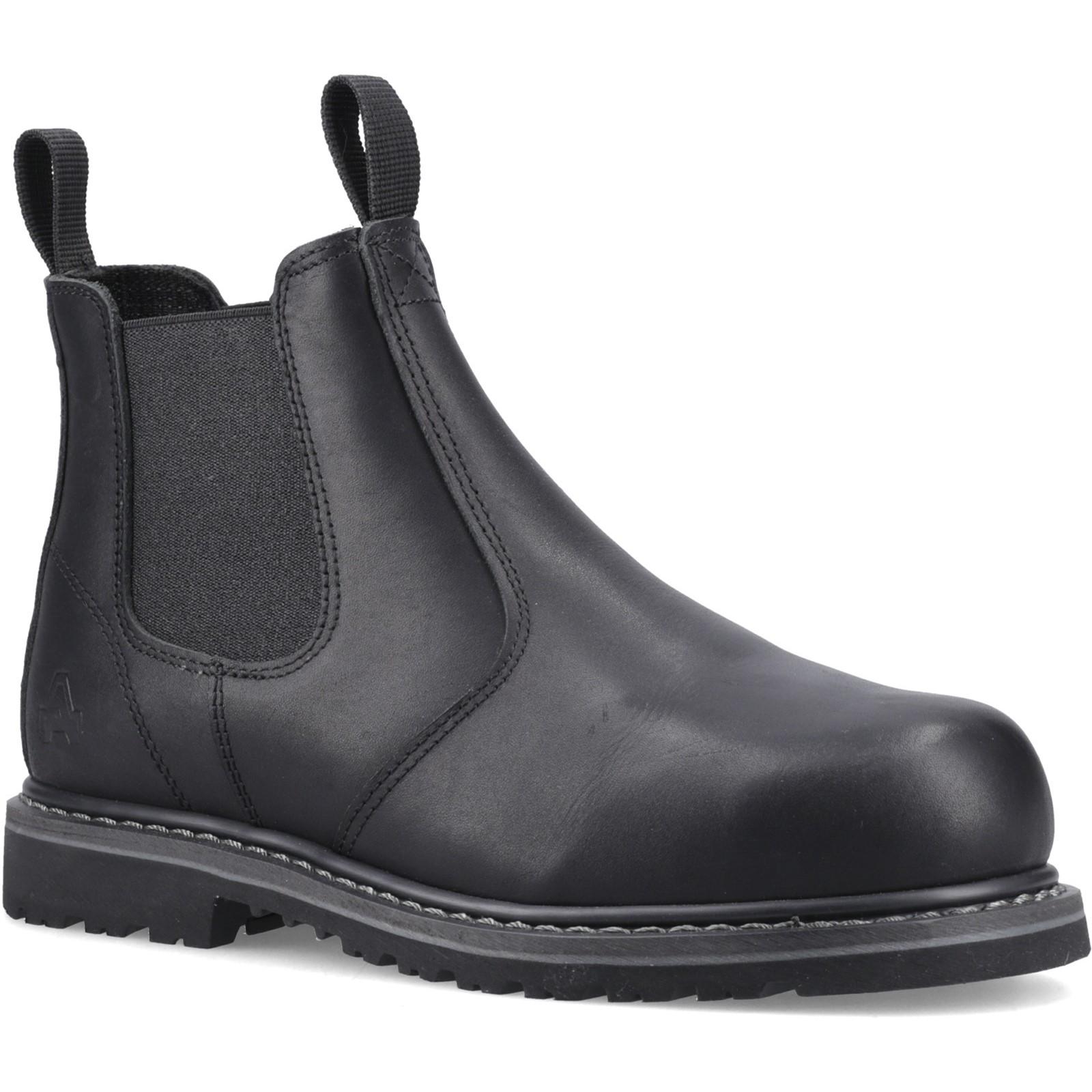 Amblers Safety FS5 Goodyear Welted Pull on Safety Dealer Boot - Black in Black