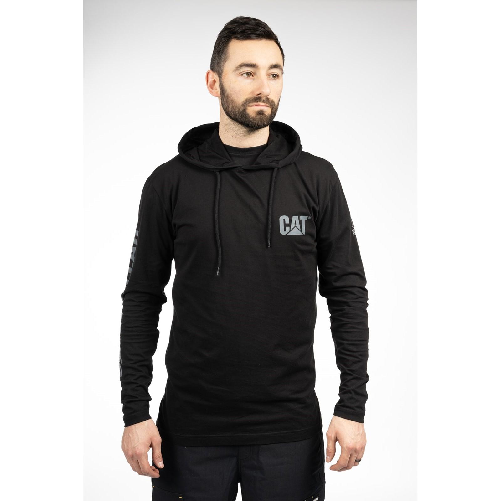 Caterpillar Hooded Long Sleeve Tee - Black in Black