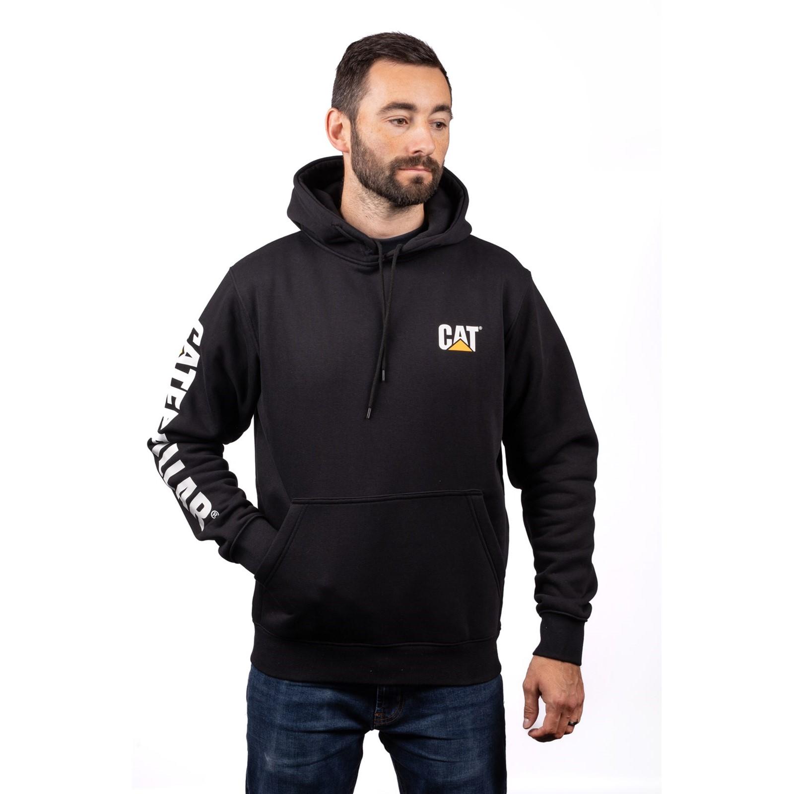 Caterpillar Trademark Banner Hooded Sweatshirt - Black in Black