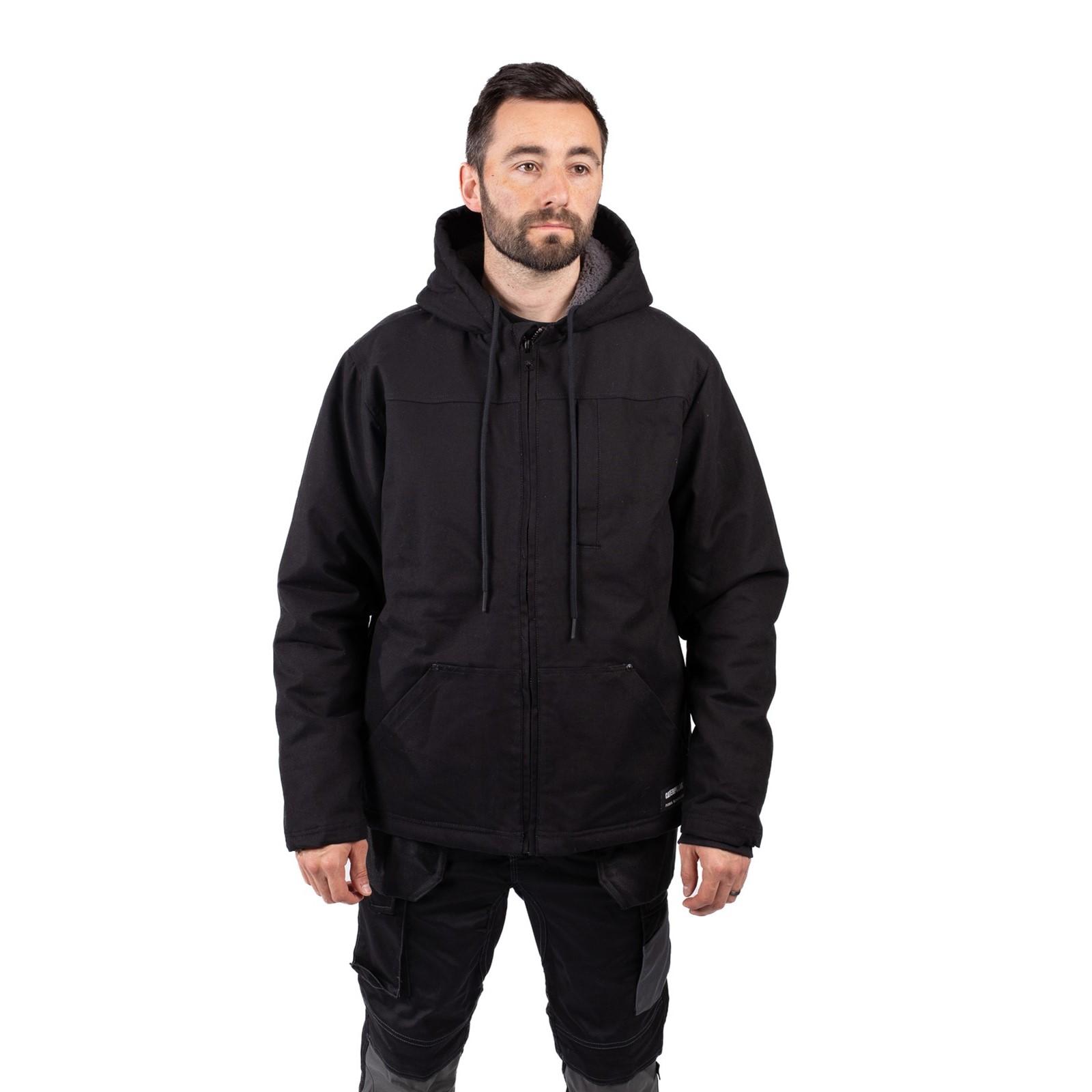 Caterpillar Hooded Sherpa Lined Jacket - Black in Black
