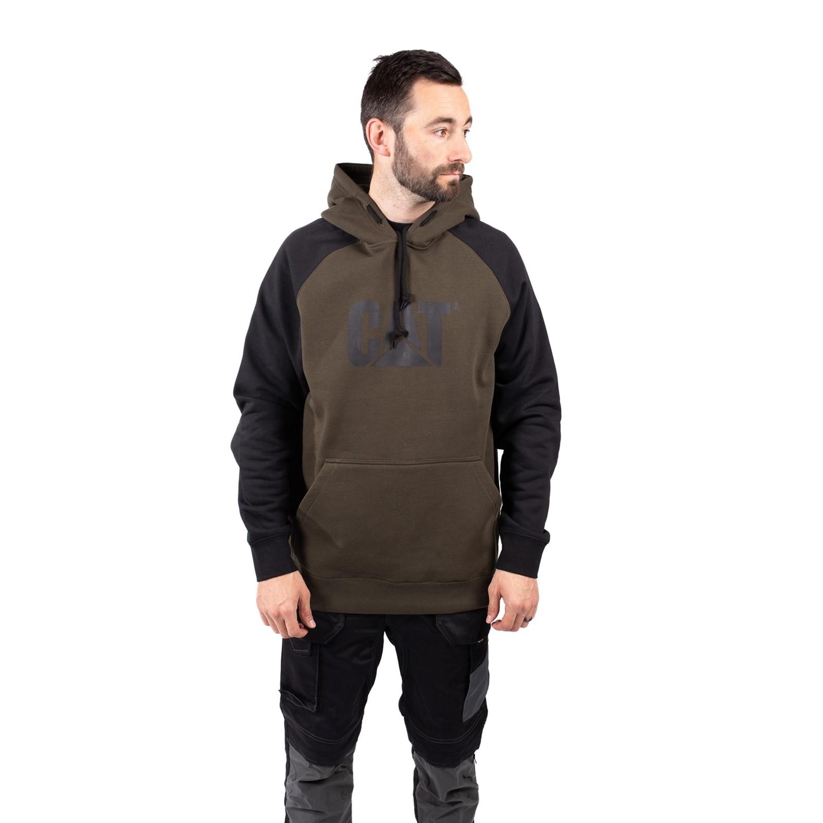 Caterpillar Raglan Hooded Sweatshirt - Army Moss/Black