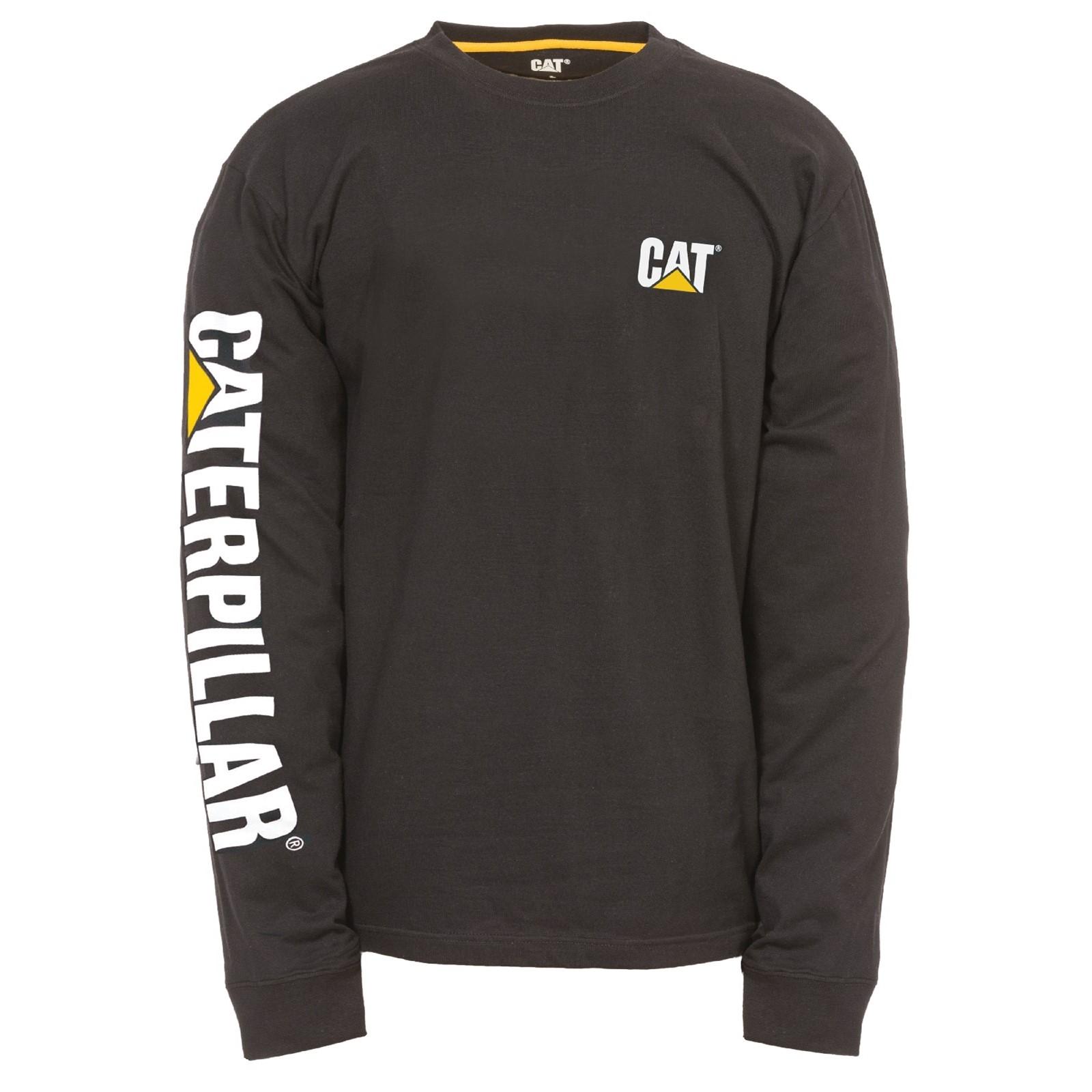 Caterpillar Trademark Banner Long Sleeve T-Shirt - Black in Black