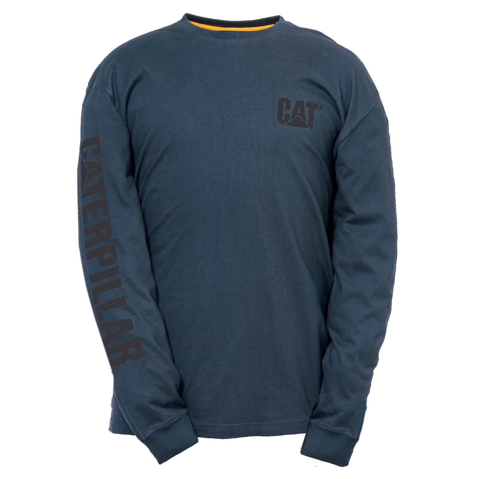 Caterpillar Trademark Banner Long Sleeve T-Shirt - Dark Marine in Dark Marine