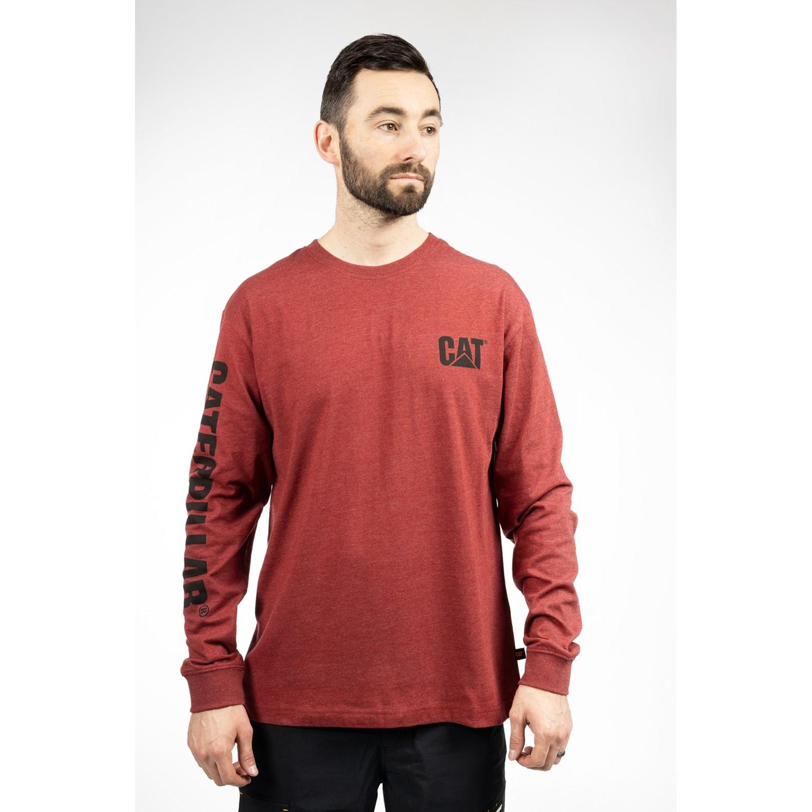 Caterpillar Caterpillar Trademark Banner Long Sleeve T-Shirt - Brick in Brick