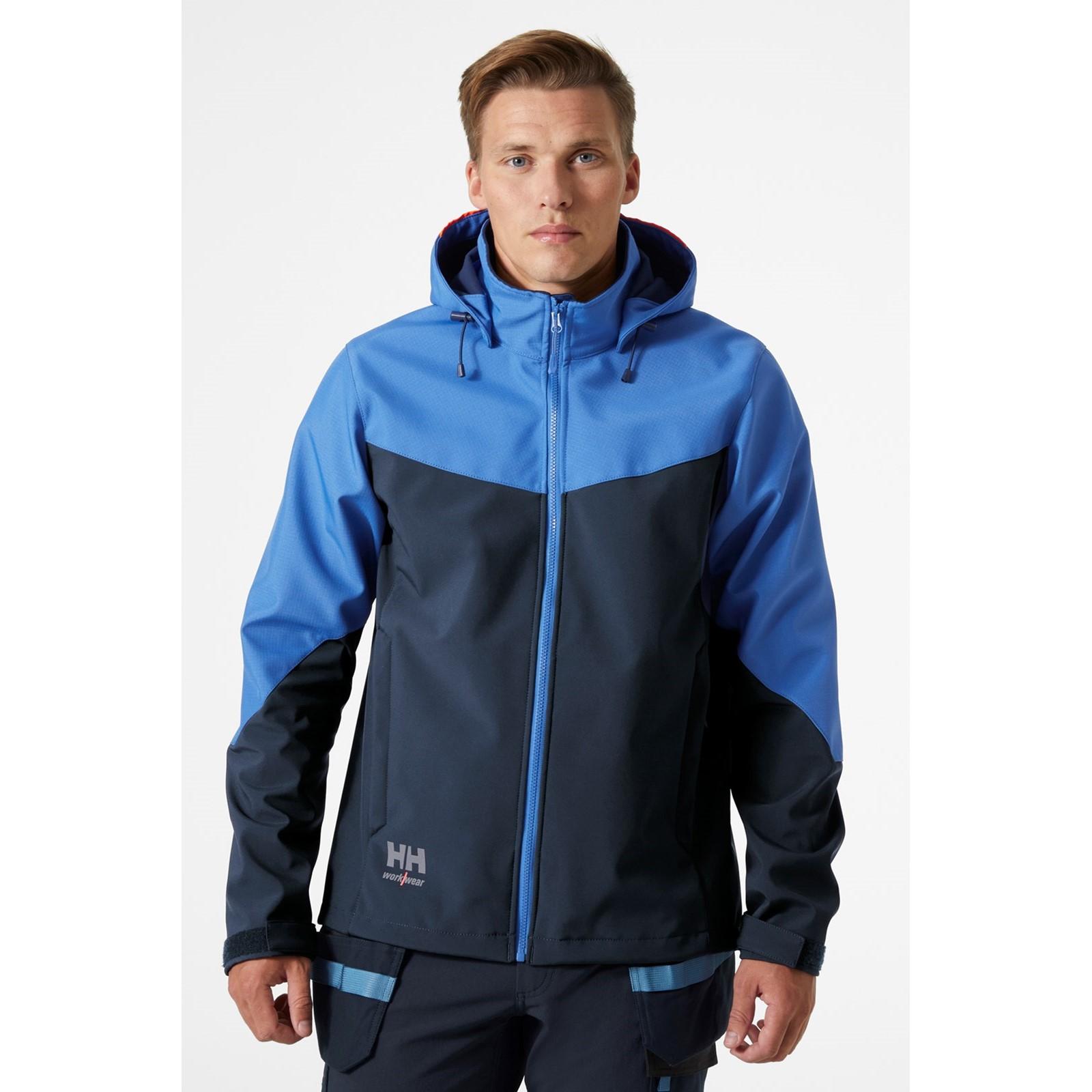 Helly Hansen Workwear Oxford Hooded Softshell Jacket - Navy/Stone Blue in Navy/Stone Blue