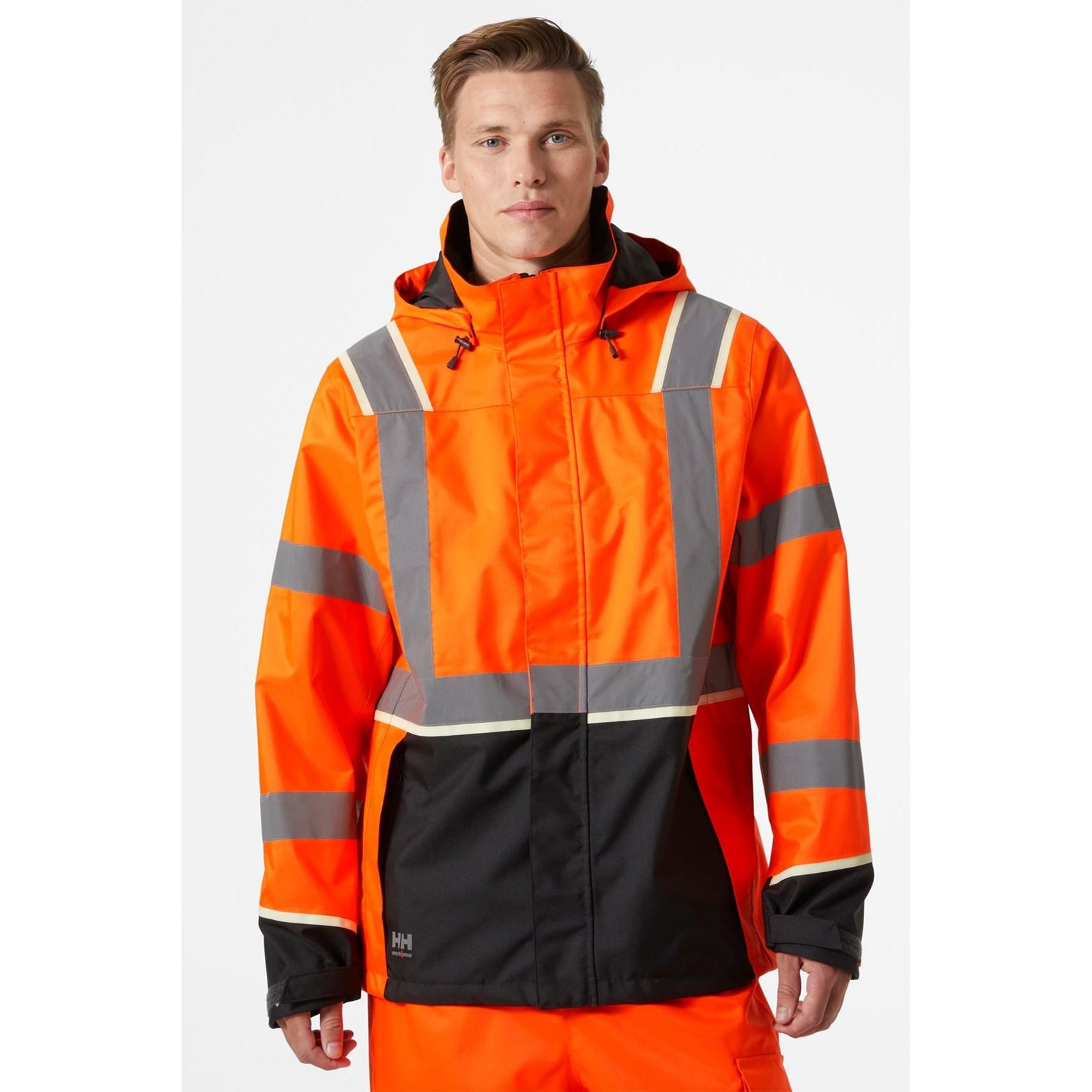 Helly Hansen Workwear UC-ME Shell Jacket - Hi Vis Orange/Ebony in Hi Vis Orange/Ebony