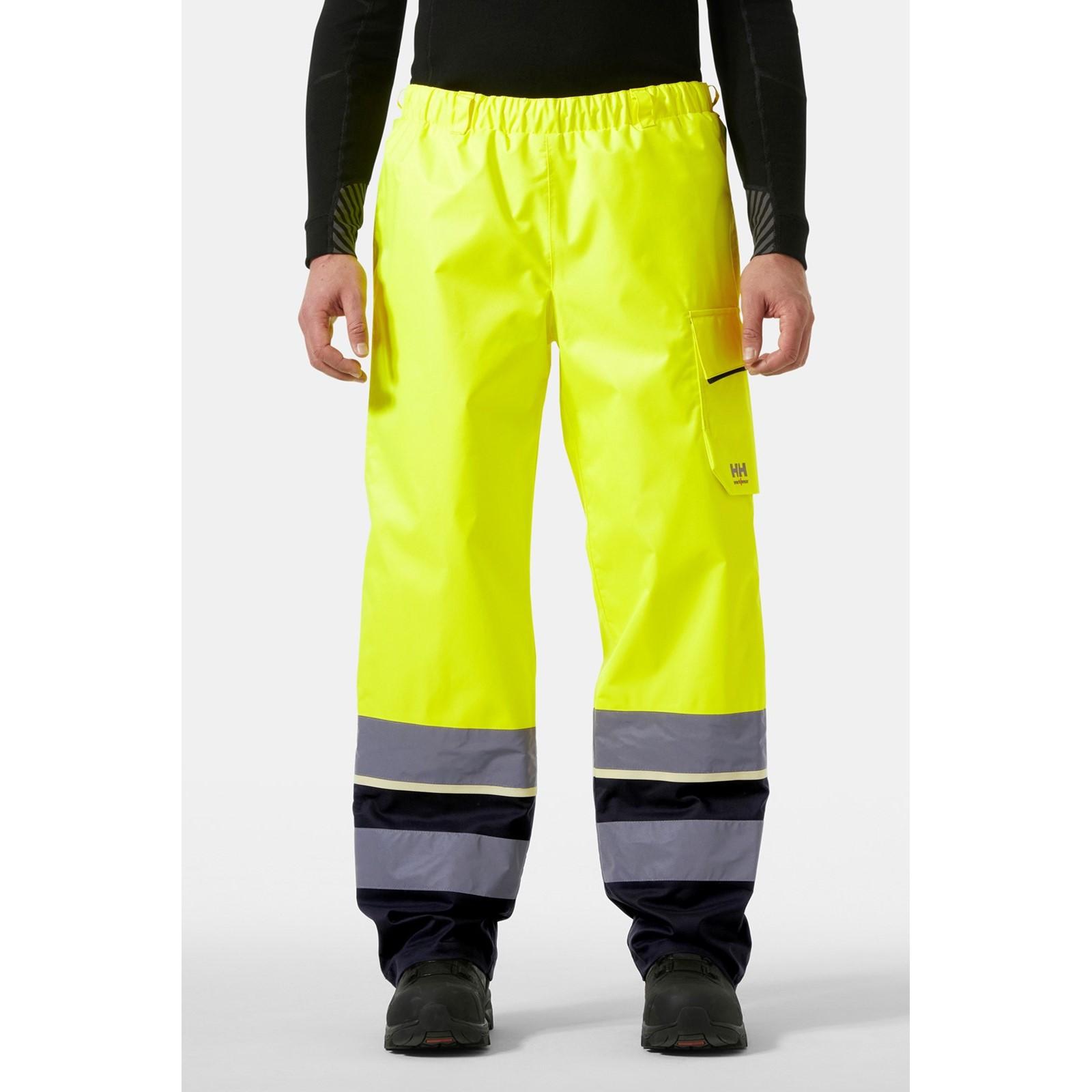 Helly Hansen Workwear UC-ME Hi Vis Shell Trousers - Yellow/Ebony in Yellow/Ebony