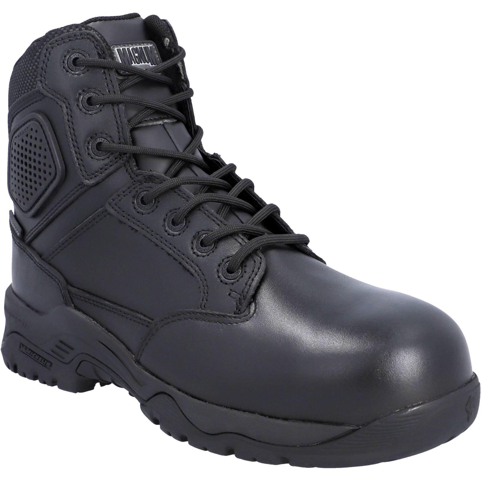 Magnum Strike Force 6.0 Side-Zip CT CP WP Uniform Safety Boot - Black in Black