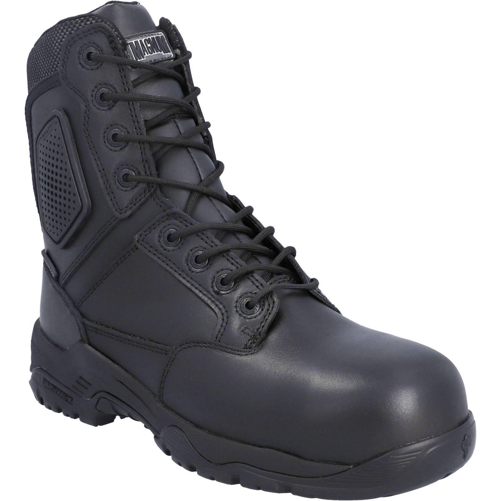 Magnum Strike Force 8.0 Side-Zip CT CP WP Uniform Safety Boot - Black in Black