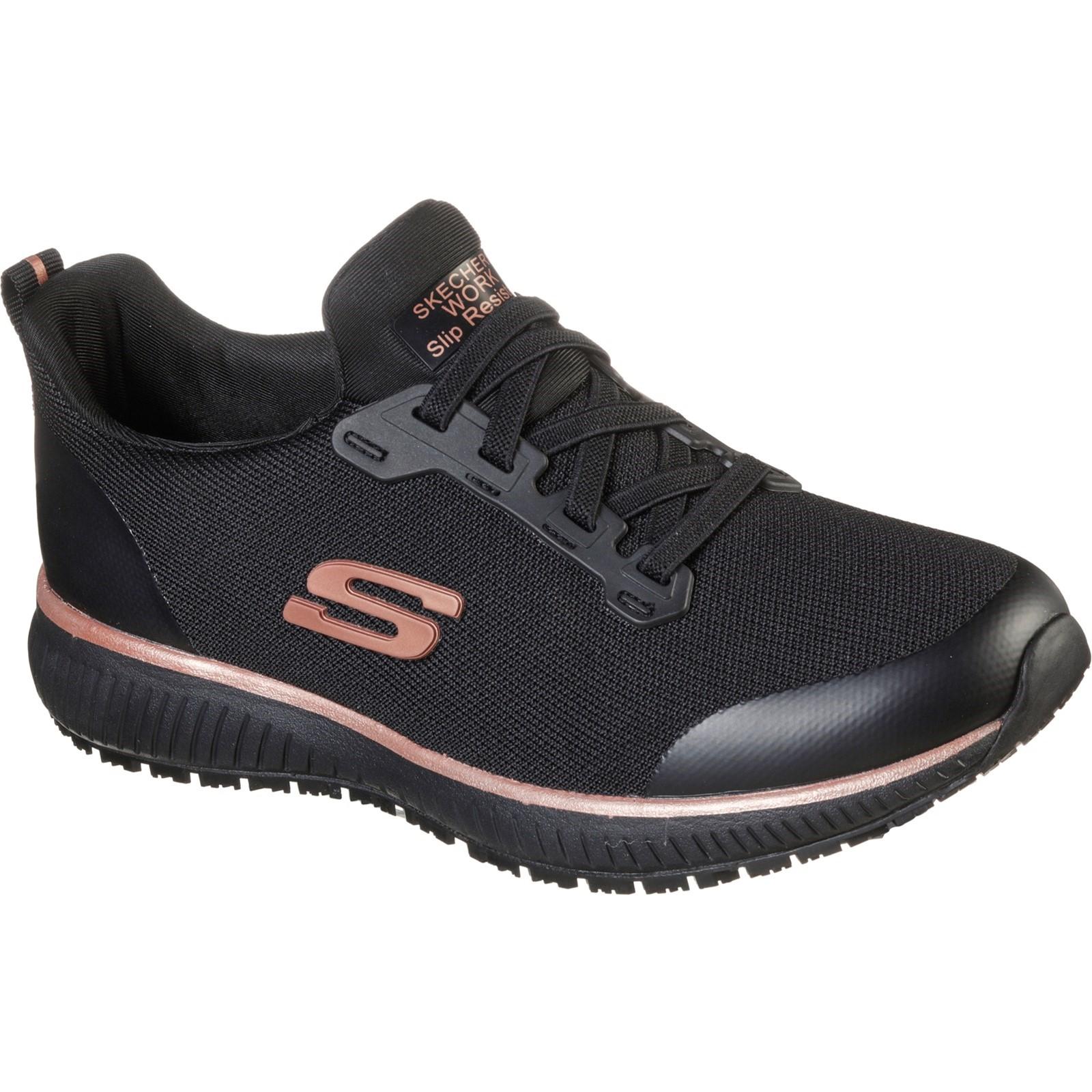 Skechers Workwear Squad SR Occupational Shoe - Black/Rose Gold