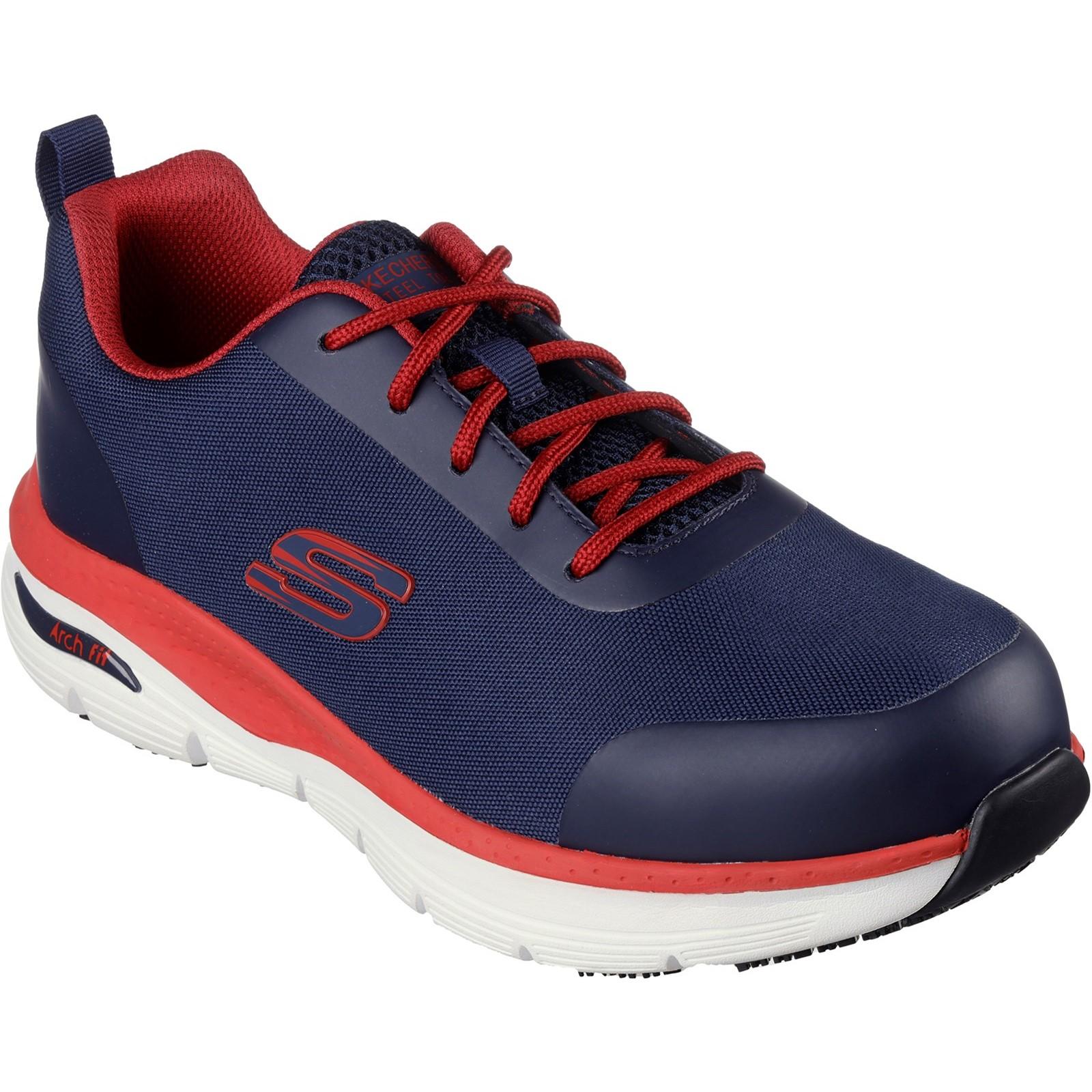 Skechers Workwear Arch Fit SR Ringstap Safety Trainer - Navy/Red in Navy/Red