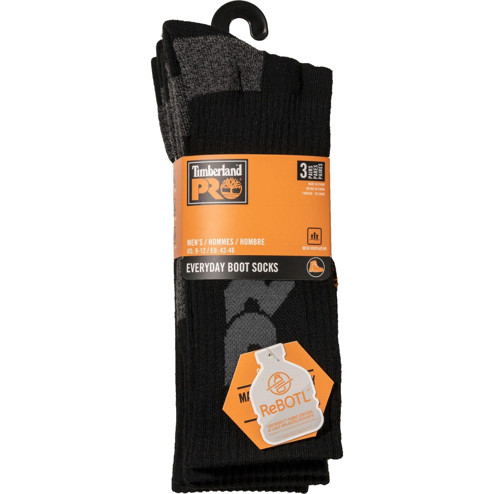 Timberland Pro Big Logo Half Cushion Crew Sock 3 Pack - Black