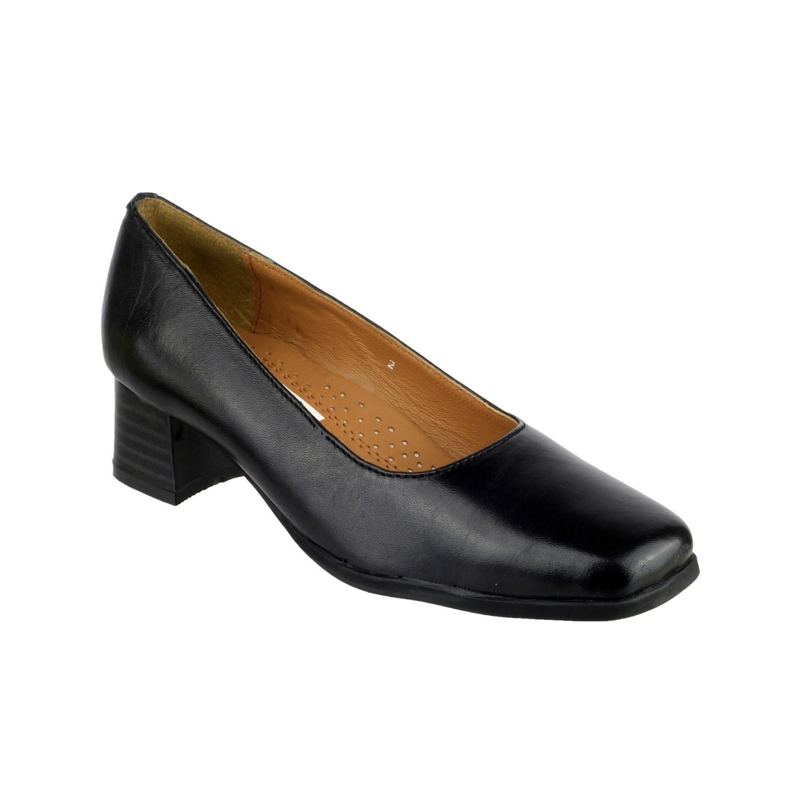 Amblers Walford Ladies Leather Court - Black in Black