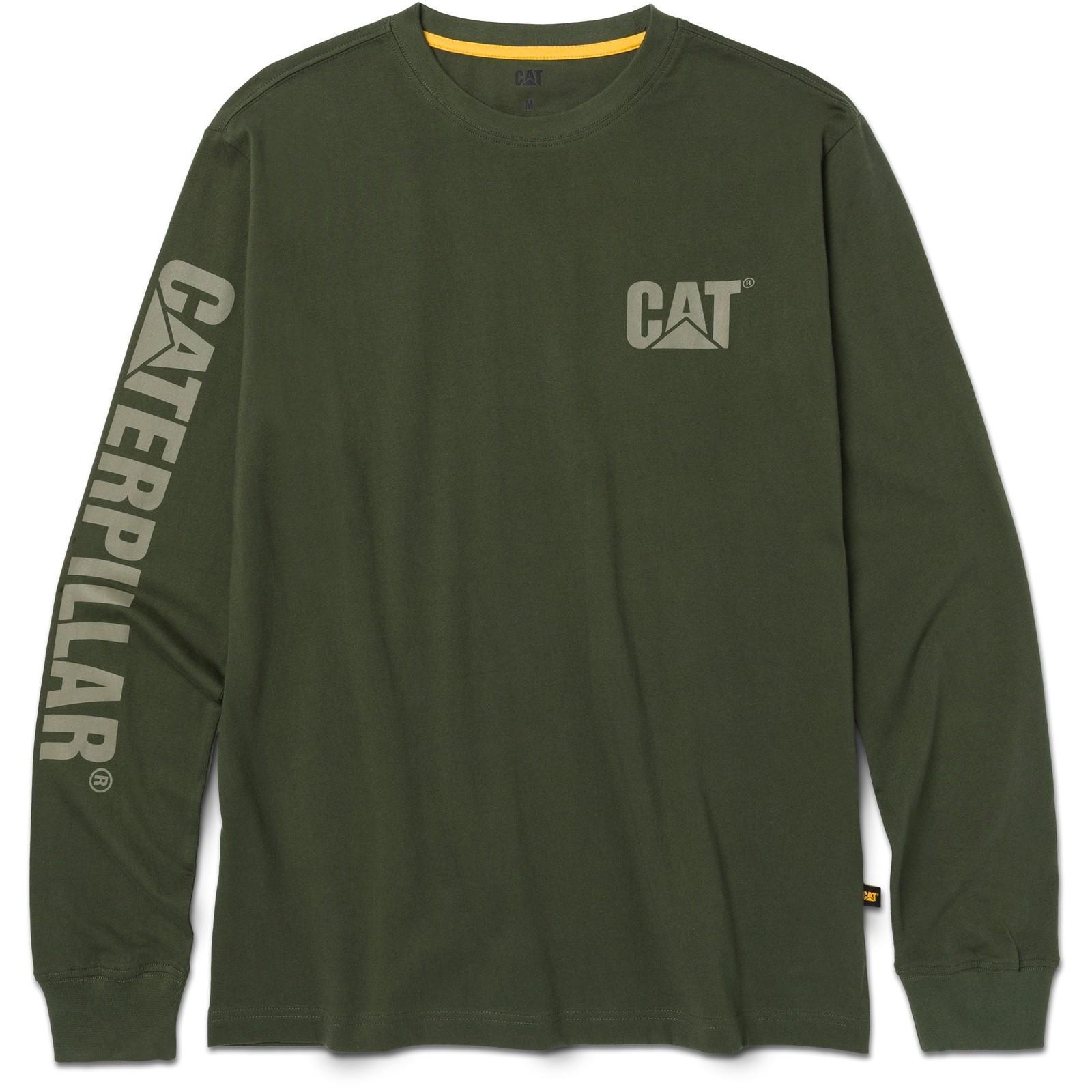 Caterpillar Trademark Banner Long Sleeve T-Shirt - Forest Green in Forest Green