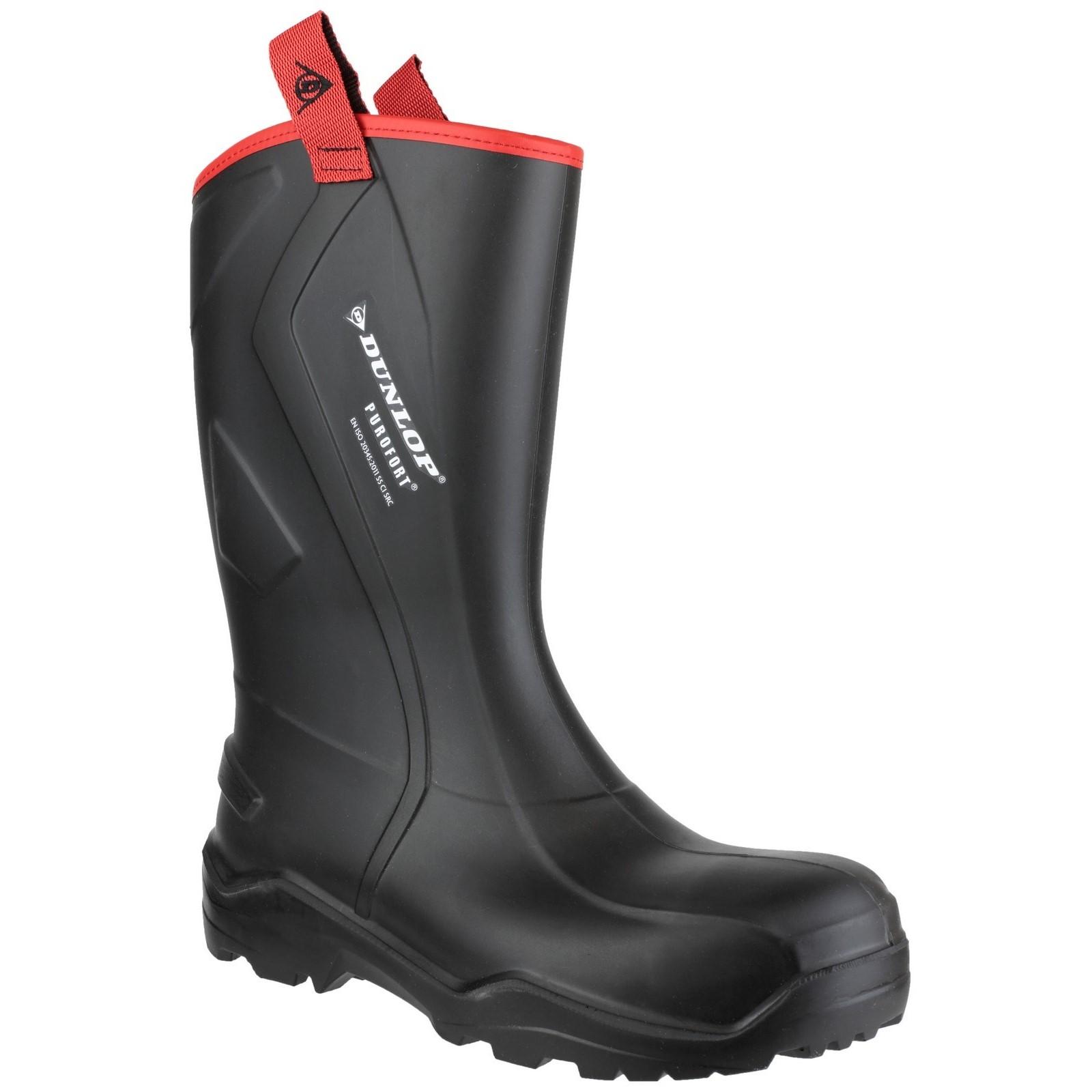 Dunlop Purofort+ Rugged Full Safety Wellingtons - Black in Black