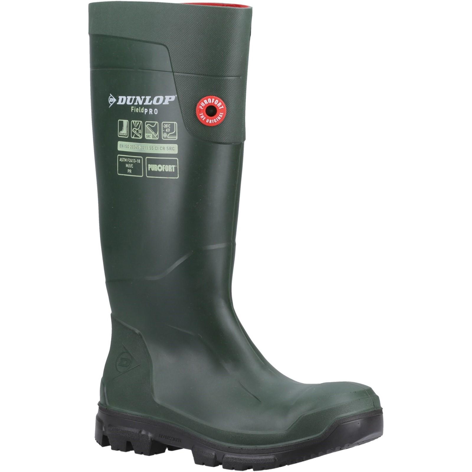 Dunlop FieldPro Full Safety Wellington - Green in Green