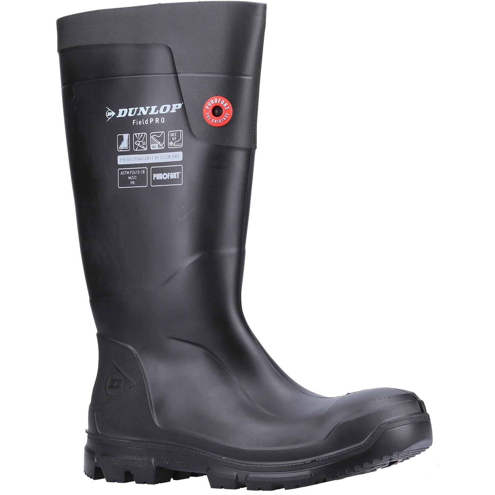 Dunlop Purofort FieldPRO Full Safety Wellington - Black/Black in Black/Black