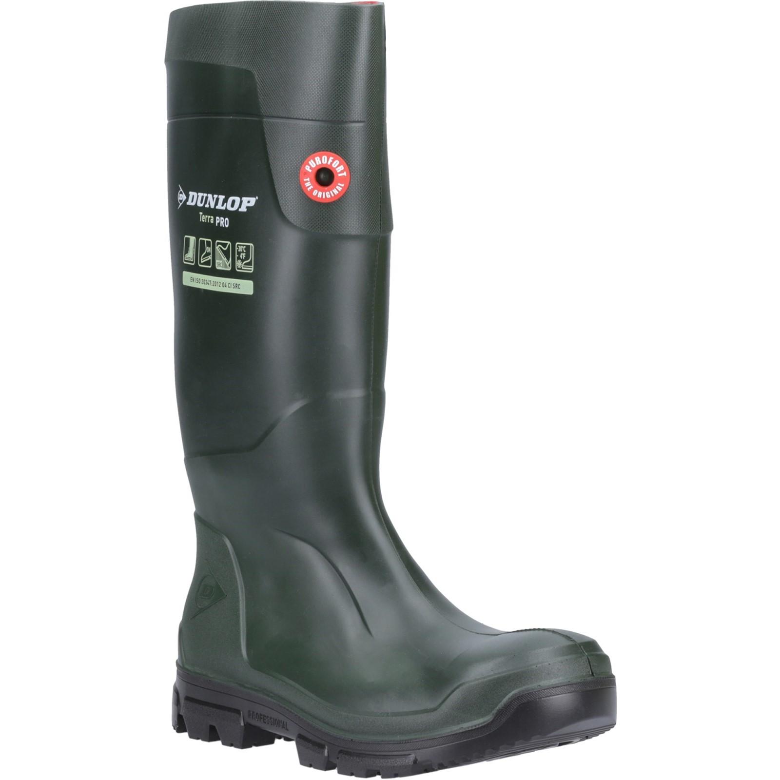 Dunlop TerraPro Full Safety Wellington - Green in Green