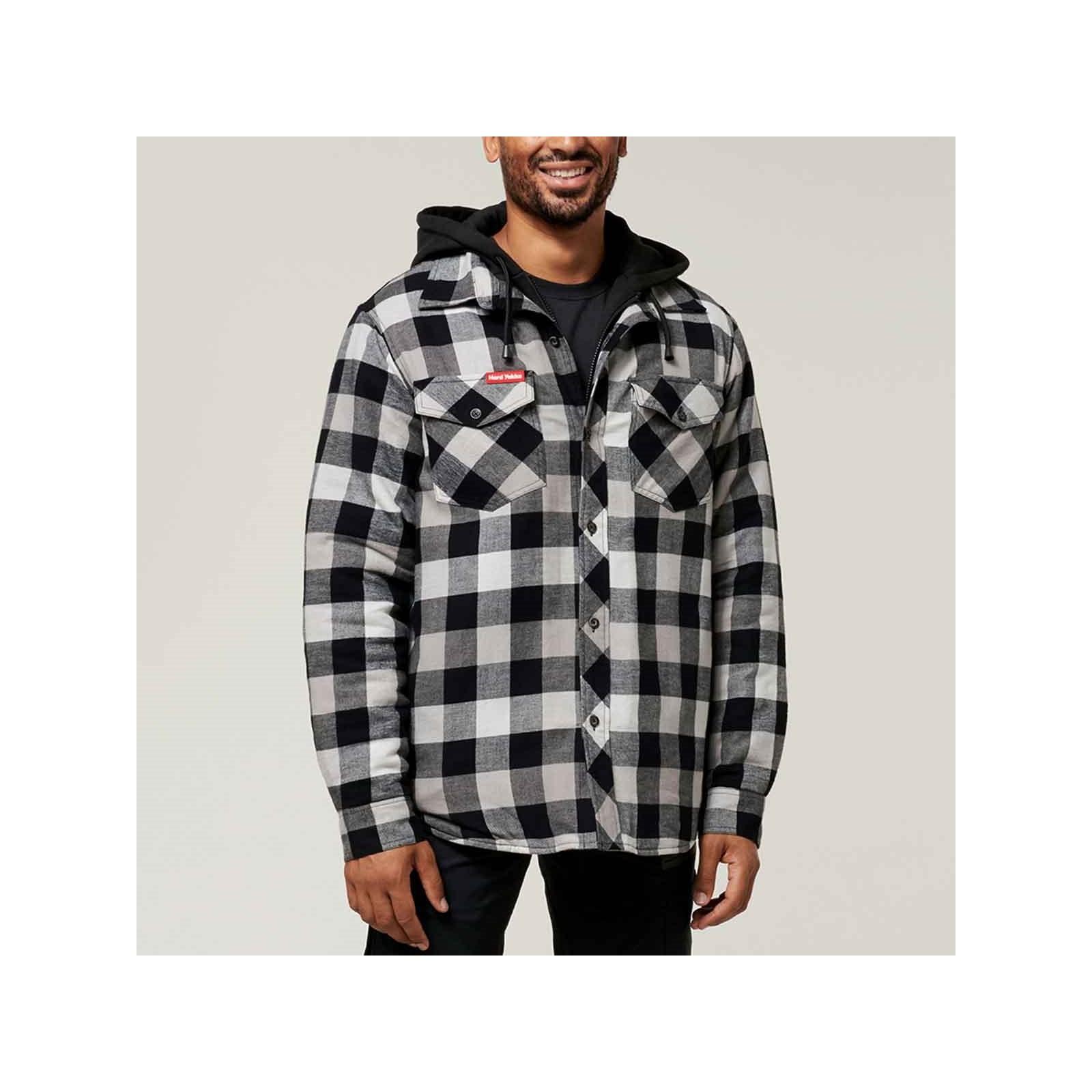 Hard Yakka Quilted Flannel Shacket - Grey in Grey
