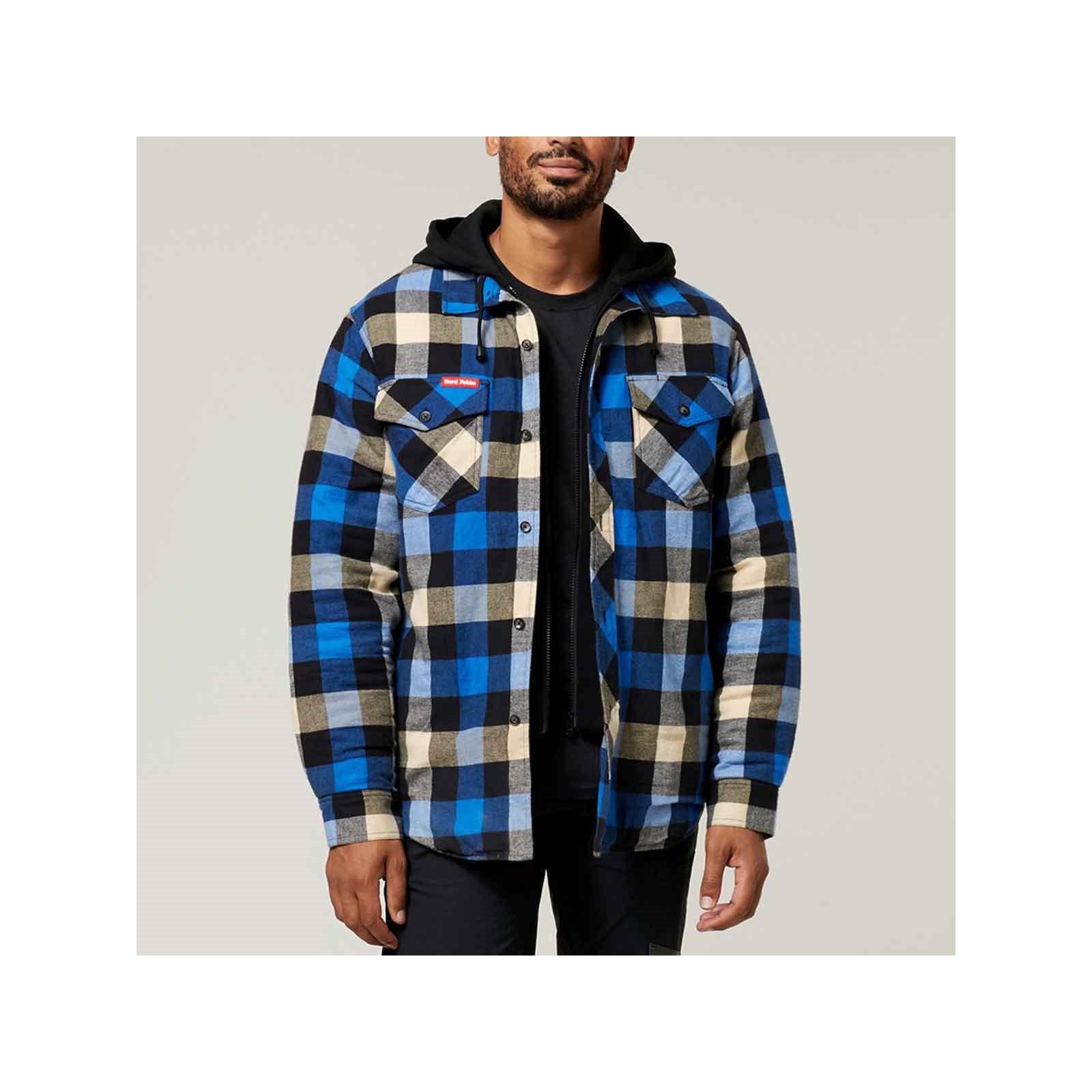 Hard Yakka Quilted Flannel Shacket - Blue in Blue