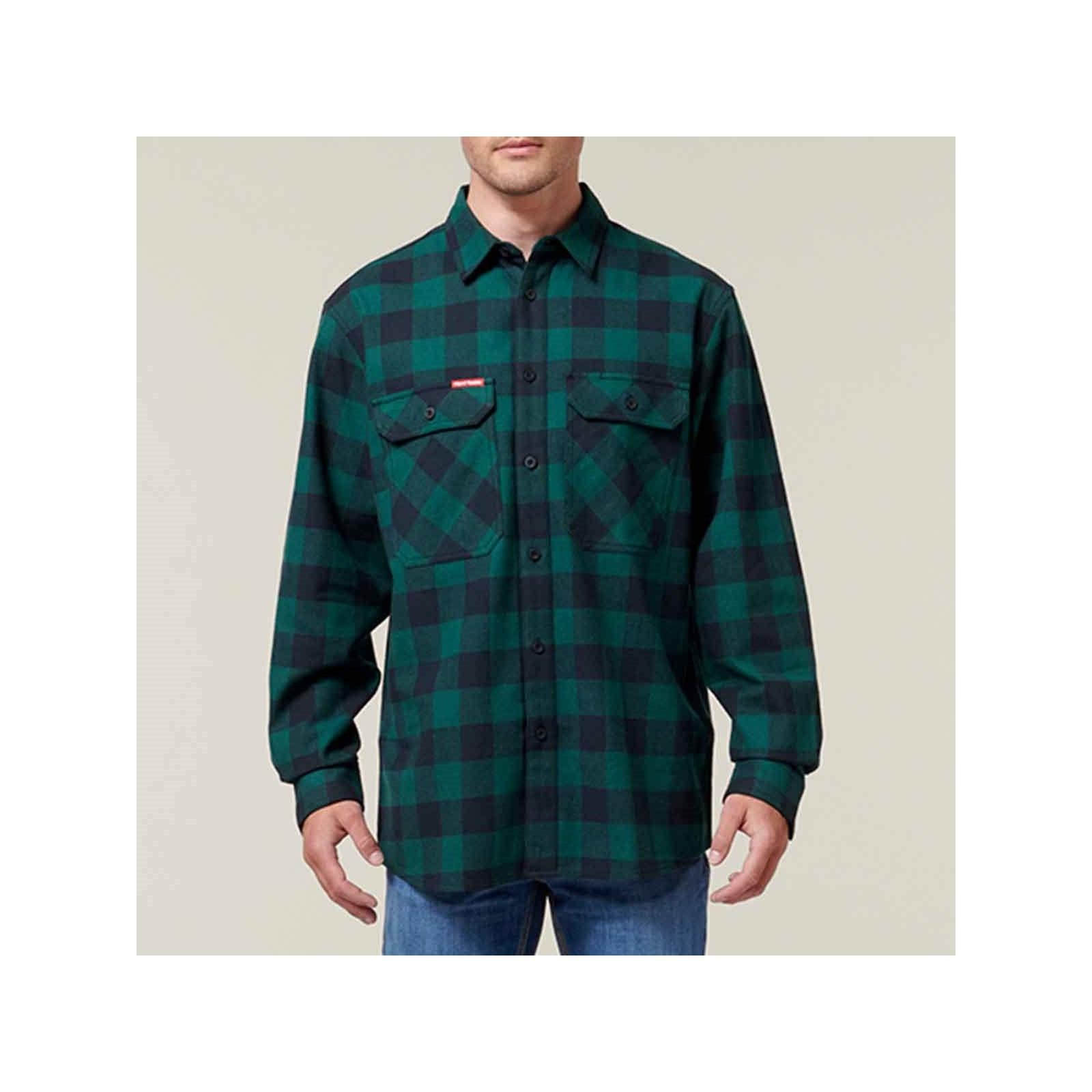 Hard Yakka Long Sleeve Check Flannel Shirt - Green in Green