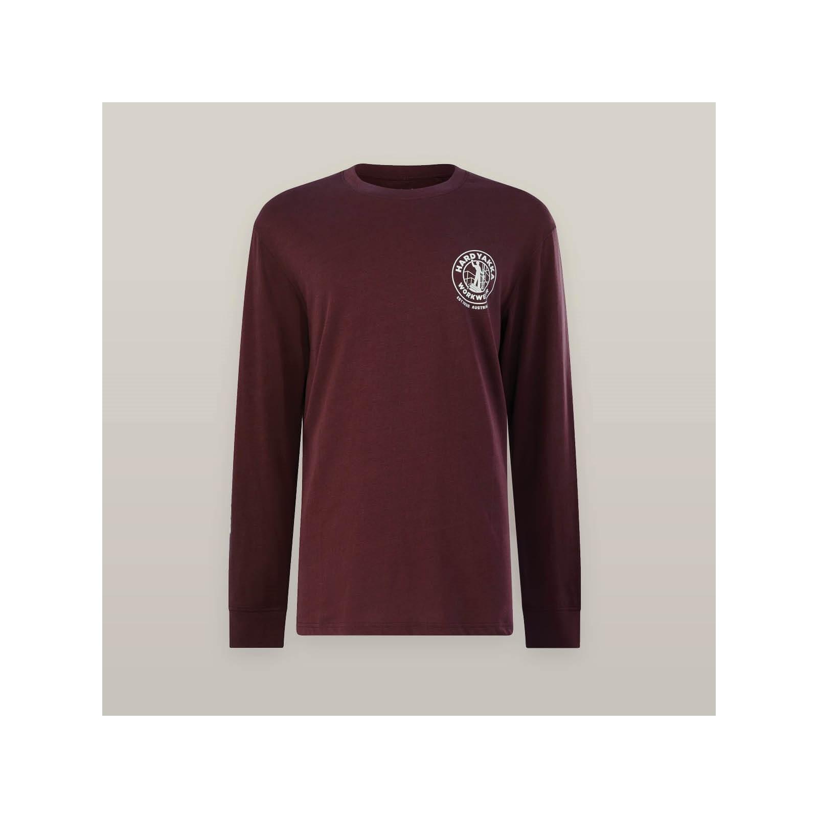 Hard Yakka Heritage Icon Long Sleeve Tee - Burgundy