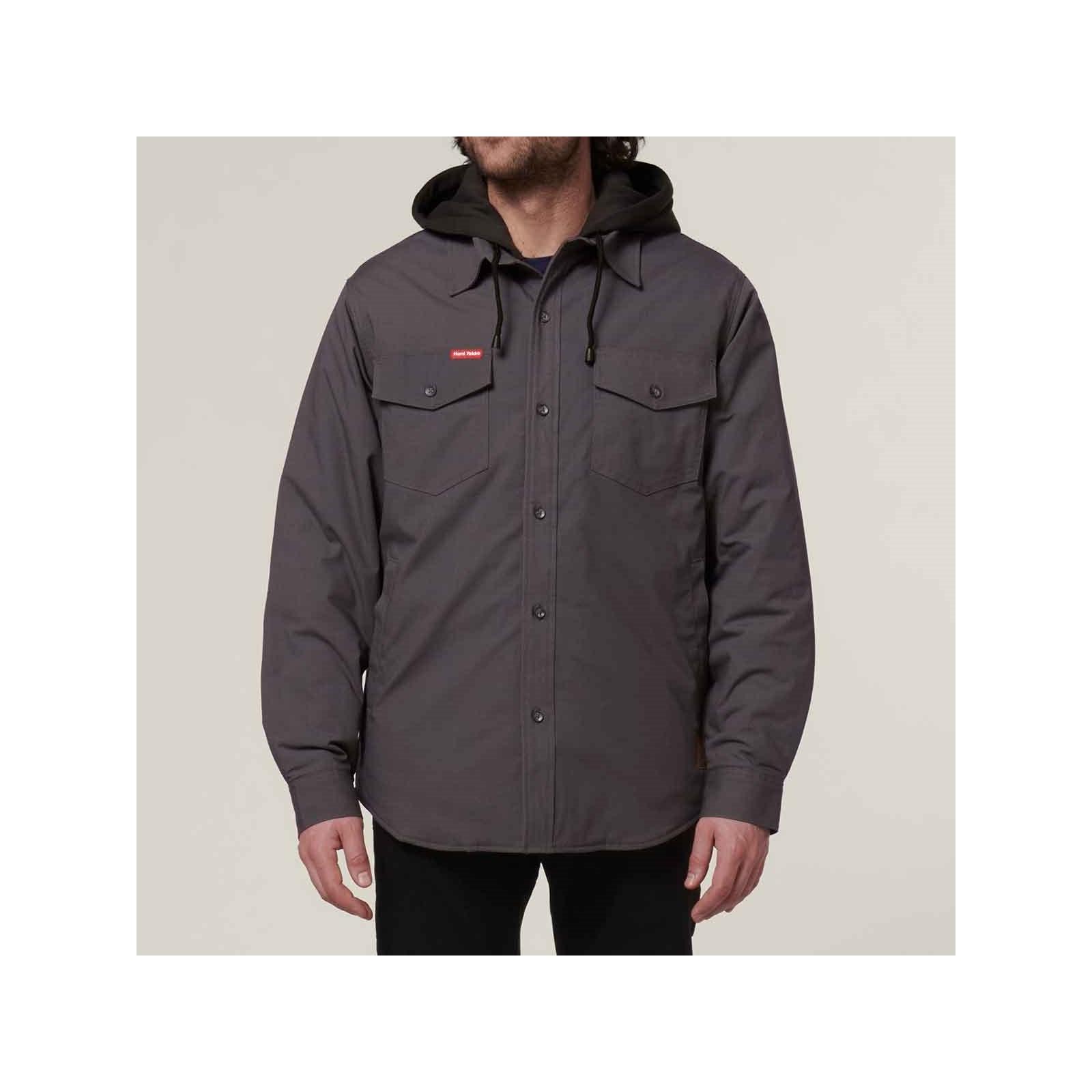 Hard Yakka Quilted Solid Shacket - Charcoal in Charcoal