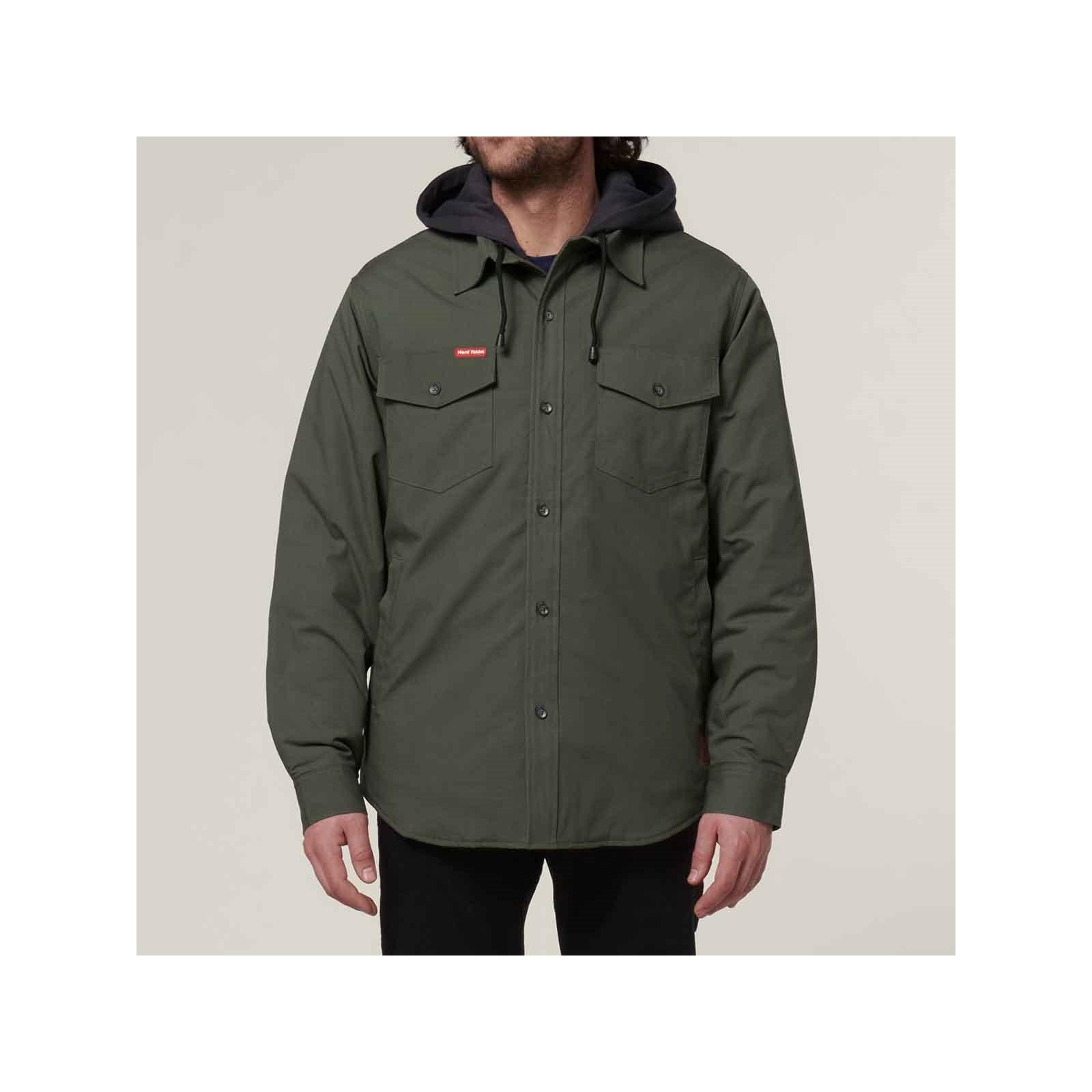 Hard Yakka Quilted Solid Shacket - Military Green in Military Green