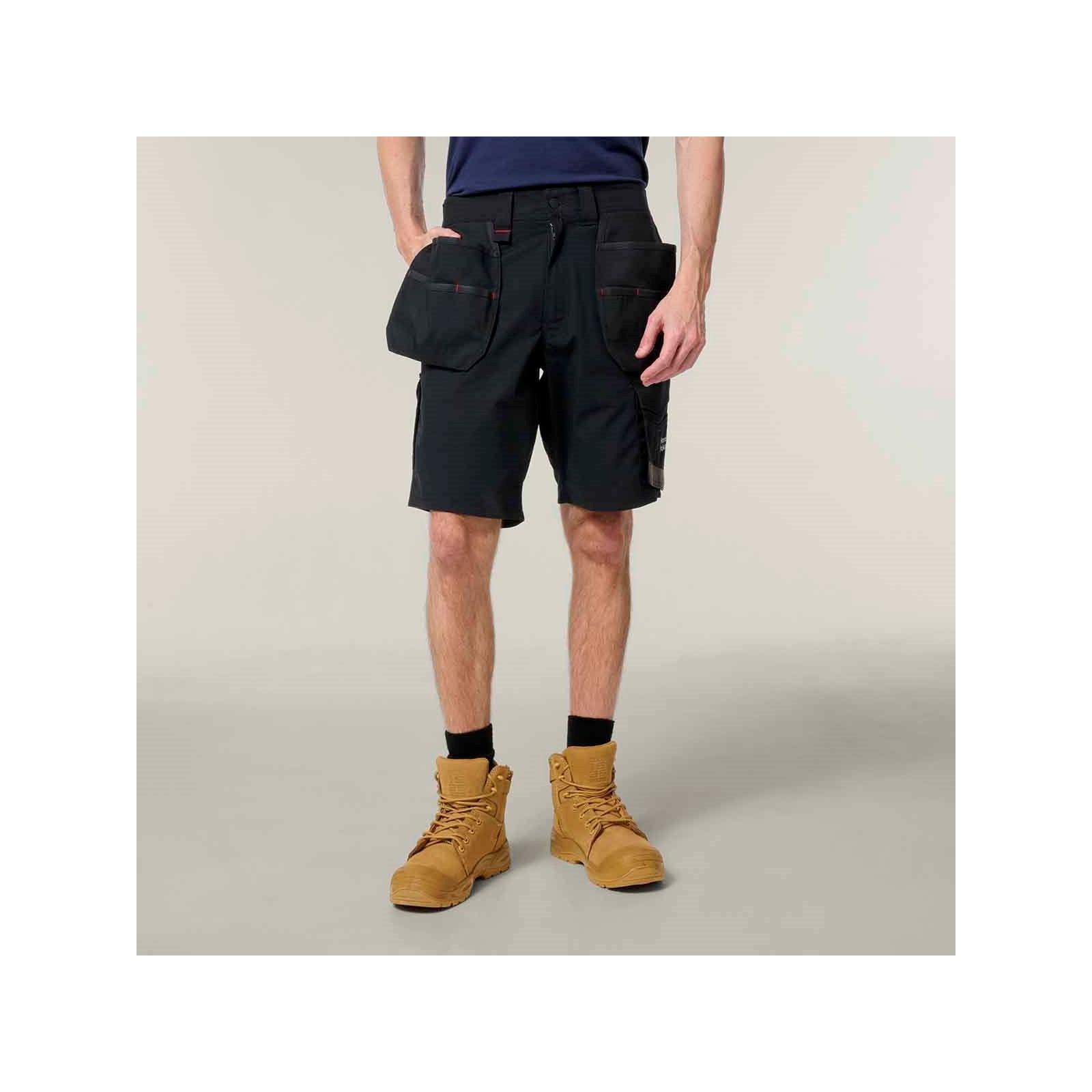 Hard Yakka Raptor Active Holster Pocket Shorts - Black in Black