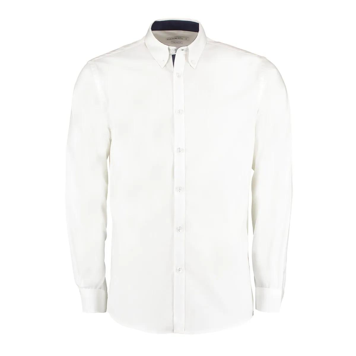 Kustom Kit Kustom Kit KK190 Contrast Premium Oxford Shirt in Light Blue/Navy