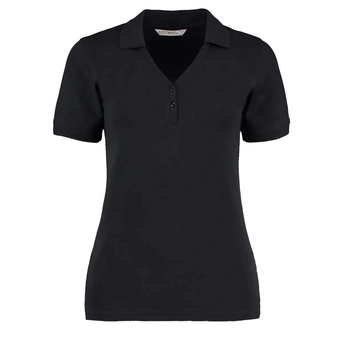 Kustom Kit Kustom Kit KK732 Comfortec V-Neck Polo in Black