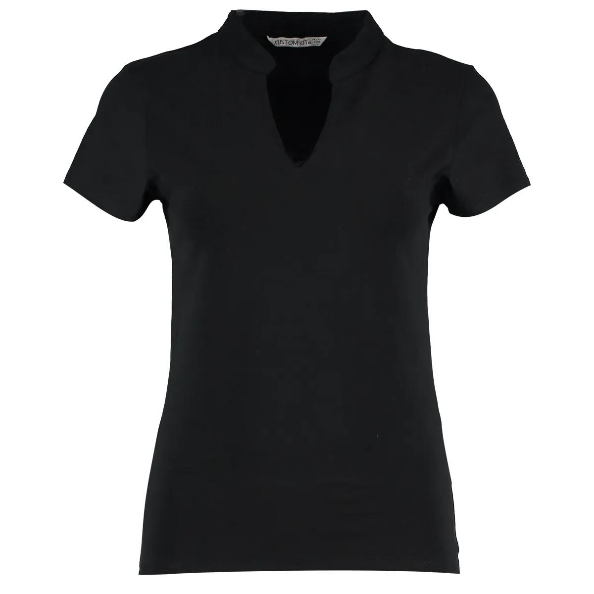 Kustom Kit Kustom Kit KK770 V-Neck Mandarin Collar Corporate Top in White