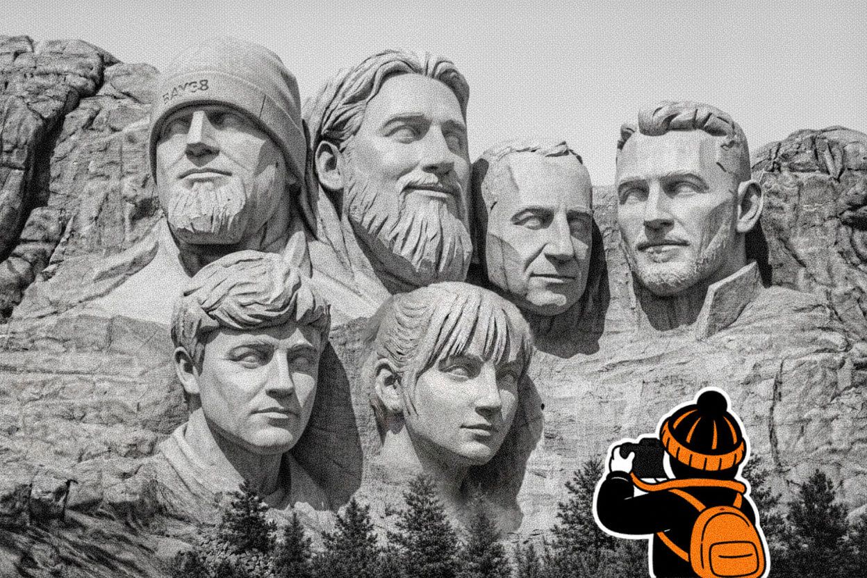 The BAY38 Workwear team — carved into Mount Rushmore. Probably a bit much. We're owning it.