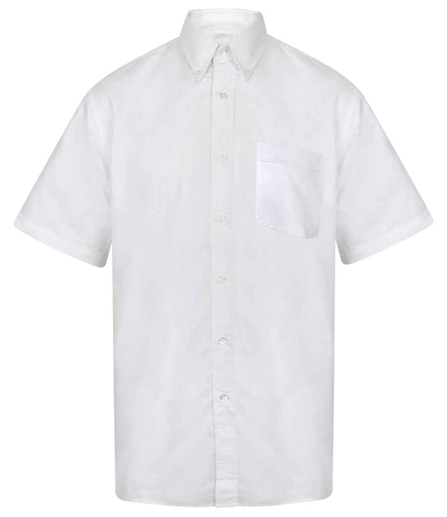Henbury Henbury Short Sleeve Classic Oxford Shirt in White