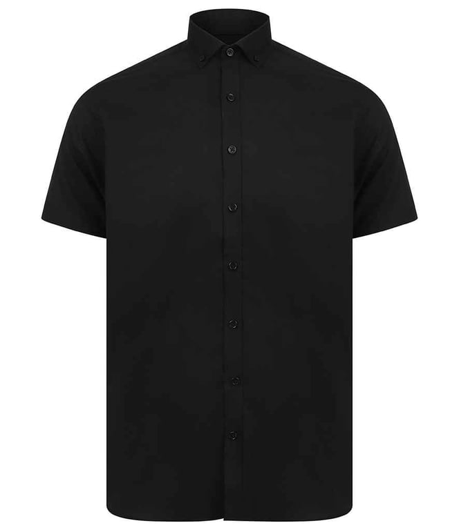 Henbury Modern Short Sleeve Slim Fit Oxford Shirt